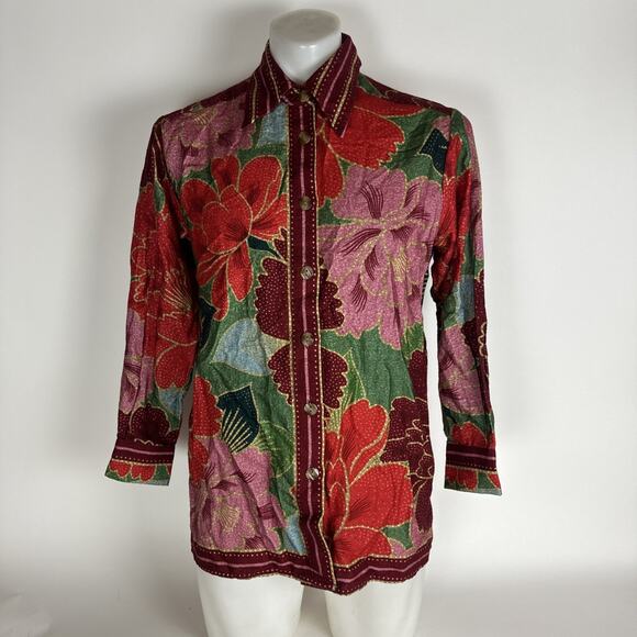 Farm Rio SOLAR CHITA GREEN LONG SLEEVED SHIRTSOLAR CHITA GREEN Women’s Size L